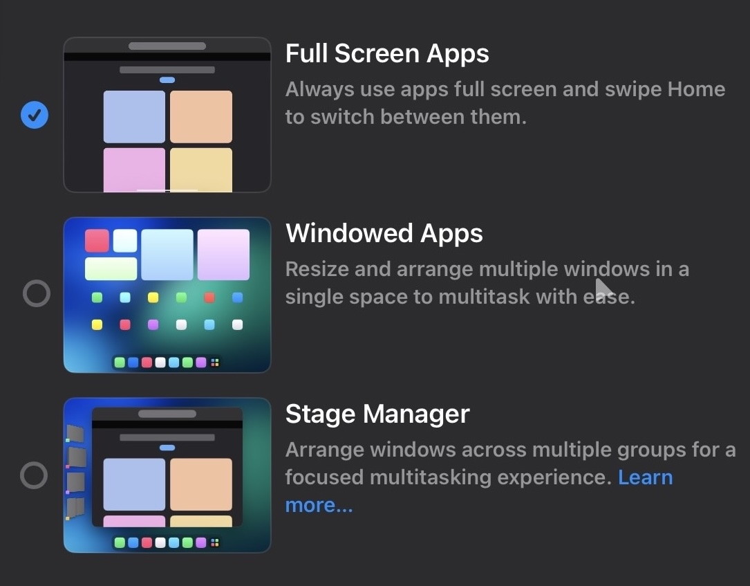 iPad screen modes