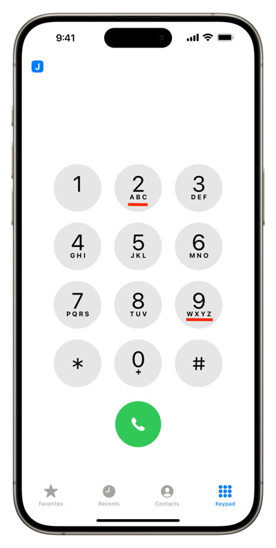 iPhone numeric keyboard