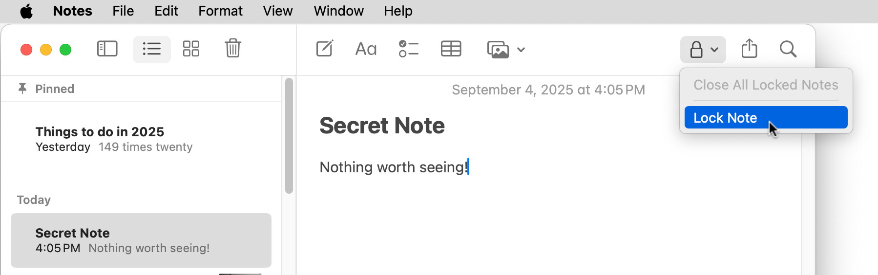 Lock Note