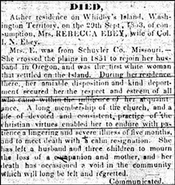 Obituary of Rebecca Ebey